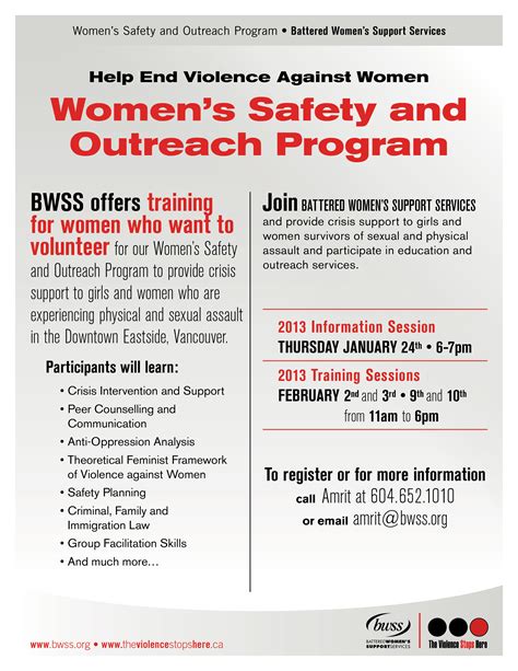 Help End Violence Against Women Womens Safety And Outreach Program Bwss