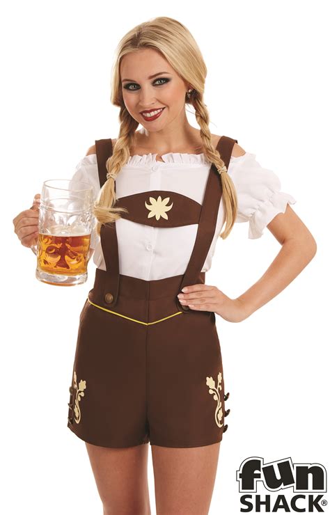 ladies bavarian lederhosen girl costume for oktoberfest german beer fancy dress ebay