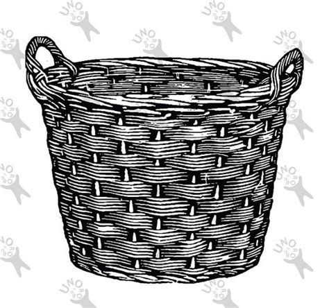 Vintage Image Wicker Basket Retro Drawing Instant Download Etsy