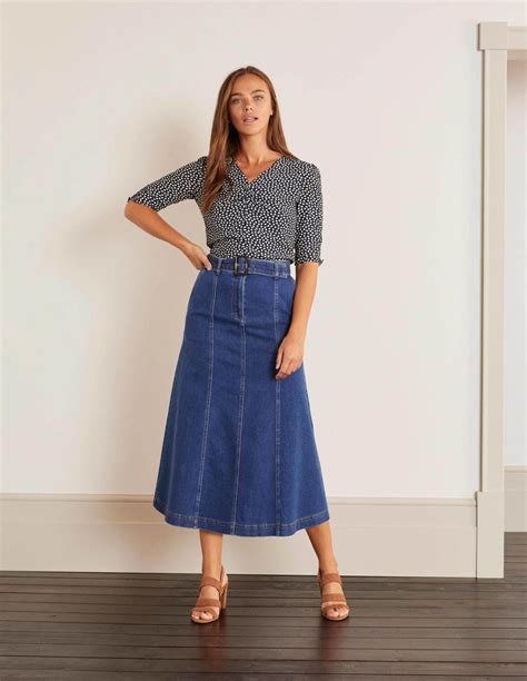Everdene Midi Skirt Mid Vintage Boden Womens Fit And Flare Dresses