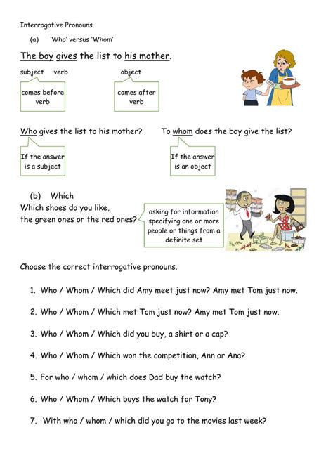 These worksheets introduce students to the parts of speech, punctuation personal pronouns, common pronouns & reflexive pronouns. Interrogative pronouns interactive worksheet