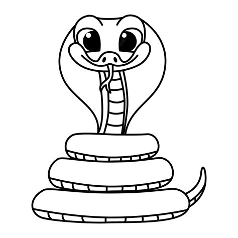 Premium Vector Cute Cobra Snake Cartoon Coloring Page Illustration