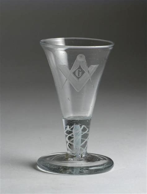A Masonic Firing Glass Late 18th Early 19th Century Engraved With A Set Square And Pair Of