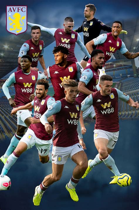Aston Villa Football Club Team 2019 20 Players In Colour Avfc Etsy