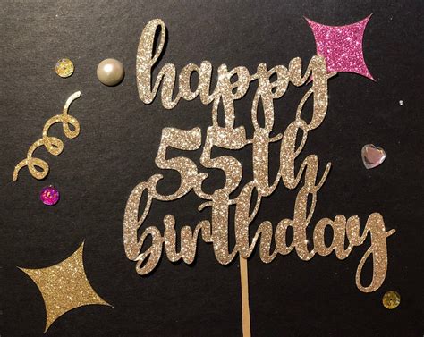 Happy 55th Cake Topper 55th Birthday Cake Topper Cake Etsy 55th Birthday Birthday Cake