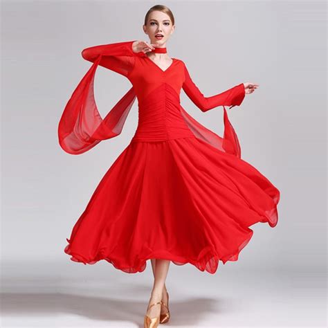 Red Black Standard Dance Dress Dance Ballroom Costume Woman Foxtrot
