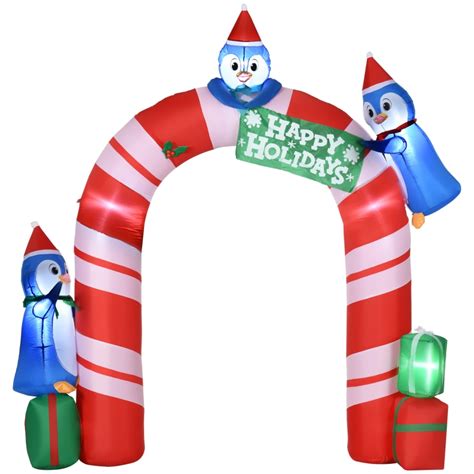 Outsunny 8ft Christmas Inflatable Candy Cane Archway With Three