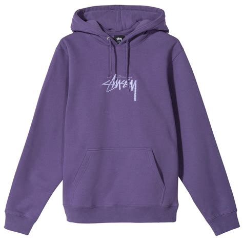 Mens Hoodies And Sweaters Stussy Stock Logo Hoodie Purple ~ Jemrayenergy