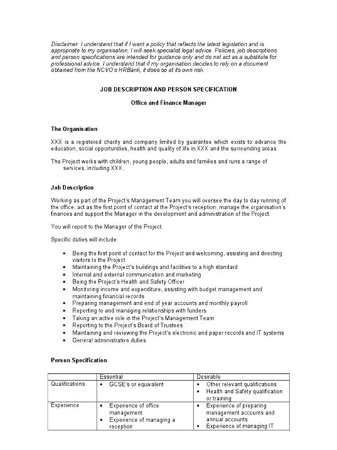 The shared services manager will lead the. Office and Finance Manager 2010 Job Description ...