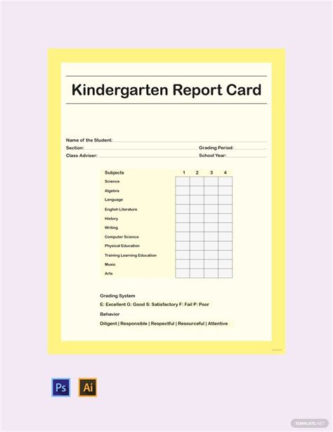 Report Card Templates Documents Design Free Download