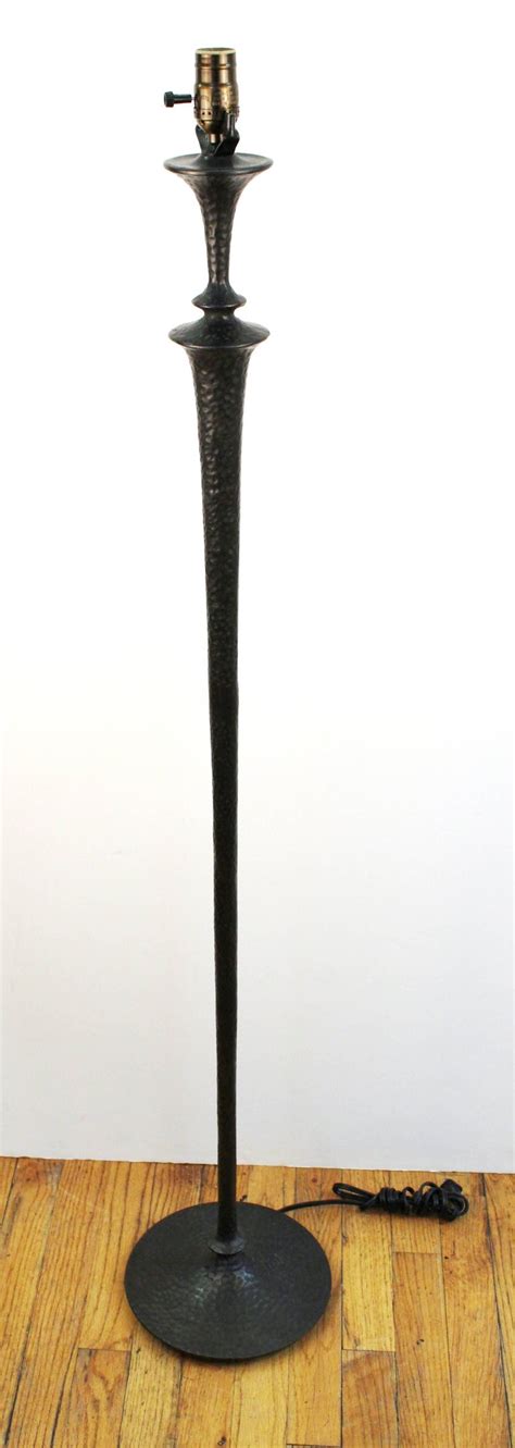 Brutalist Floor Lamp In Hammered Wrought Iron At 1stdibs