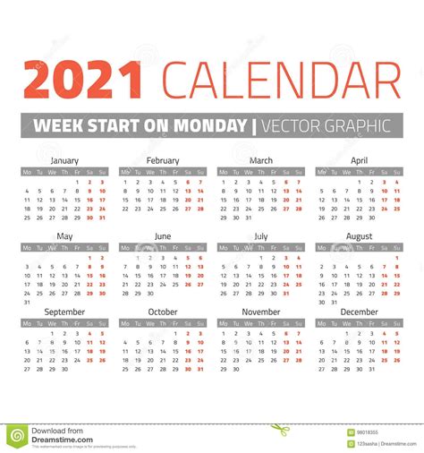 Take 2021 Calendar Weeks Start On Monday Best Calendar Example