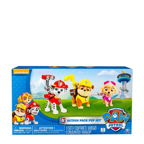 Paw Patrol Action Pack Pup Set Marshall Skye And Rubble Wehkamp