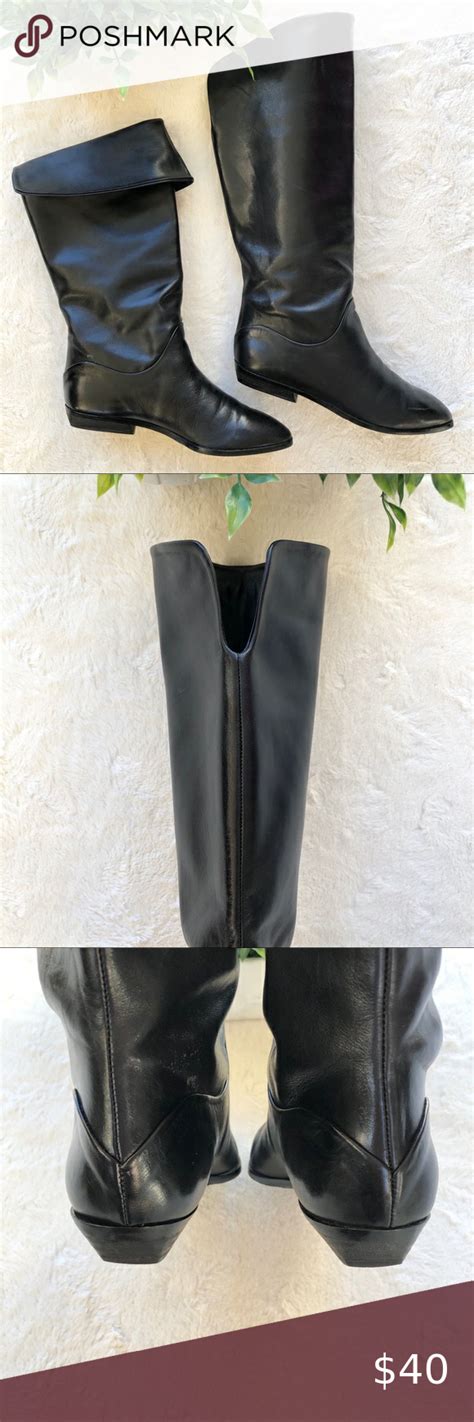 Vintage Bandolino Black Leather Slouch Boots Slouched Boots Boots