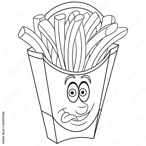 Coloring book. Coloring page. Colouring picture. French Fries. Stock