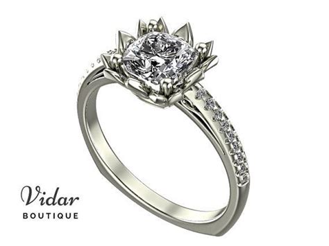 Flower Engagement Ring,Unique Engagement Ring,diamond Engagement Ring,cushion,Di… | Unique ...