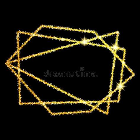Geometric Gold Glitter Polygonal Linear Frame Cristal Shape For