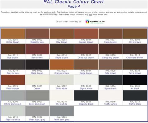 Ral Color Chart Printable