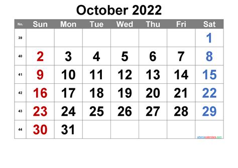 October 2022 Calendar To Print November 2022 Calendar