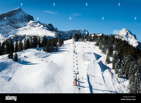 Skiing Area Garmisch Classic In Front Of Alpspitze And Zugspitze Fun