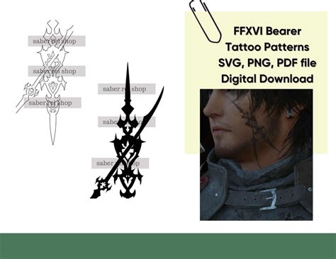 Final Fantasy Xvi Bearer Tattoo Pattern Ffxvi Clive Rosefield Etsy