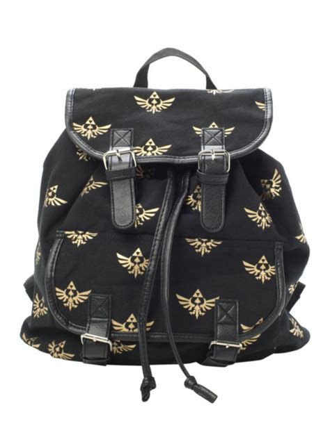 Black Slouch Backpack From The Legend Of Zelda With Triforce Print