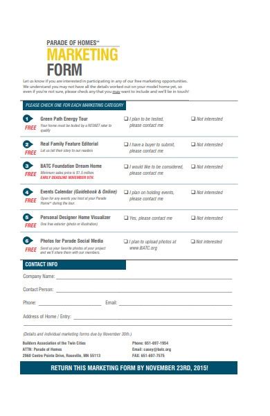Free 51 Marketing Forms In Pdf Ms Word Excel