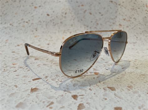 Ray Ban New Aviator In Rose Gold With Blue Gradient Lens Tuite Eyewear