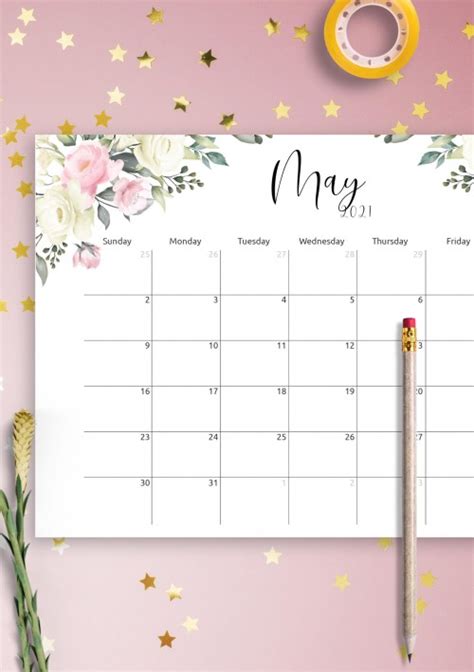Doesn't get easier than that. May 2021 Calendar Templates - Download PDF