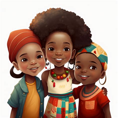 International Day Of The African Childcute Cartoon African Kids