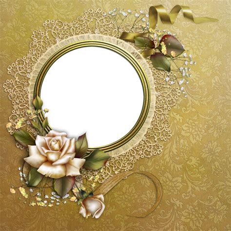 Gold Round Frame With Roses Uuu Pinterest