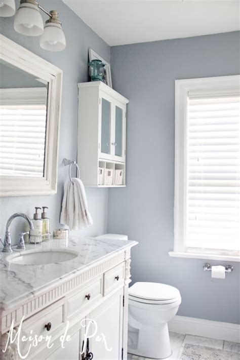 I love using both bluish gray paint colors as an accent color in kitchens, dining rooms, and bathrooms. Sherwin Williams Krypton | Small bathroom, Bathroom ...