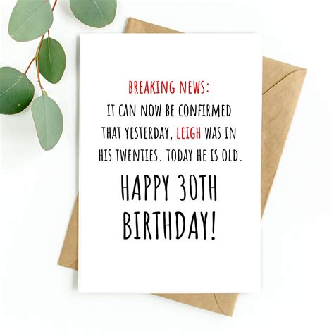 Funny 30th Birthday Card for Her for Him, 30th Card for Husband Wife