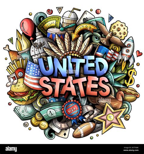United States Hand Drawn Cartoon Doodle Illustration Stock Vector Image