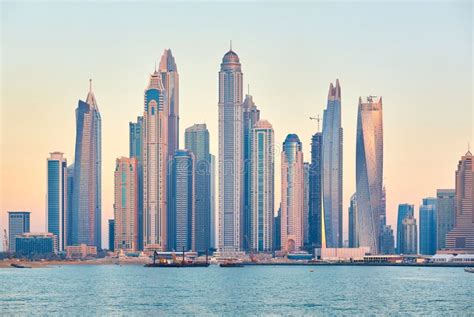 Dubai Marina Skyline In United Arab Emirates Stock Photo Image Of