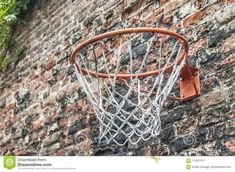 Basketball Hoop Hanging On A Aged Wall Stock Image Image Of Brick