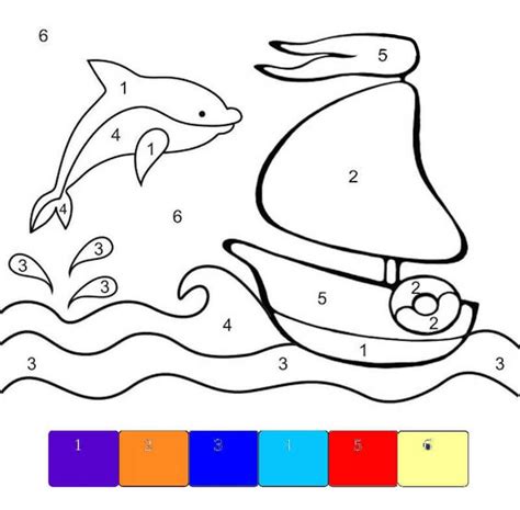Dolphin And The Boat Color By Number Download Print Now
