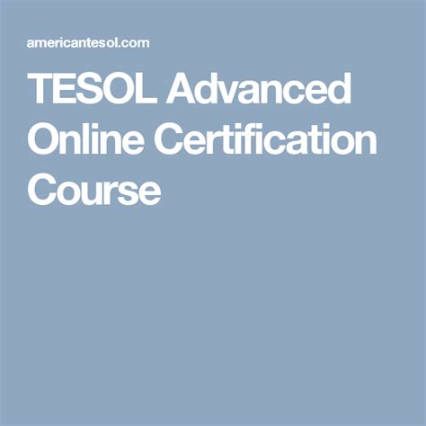 Tesol Advanced Online Certification Course Tesol Teaching English
