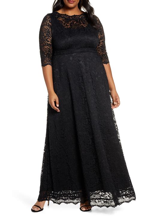 Plus Size Womens Kiyonna Leona Lace Evening Gown Size 0x Blue In