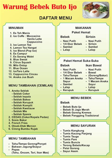 Daftar Menu Masakan Rumahan