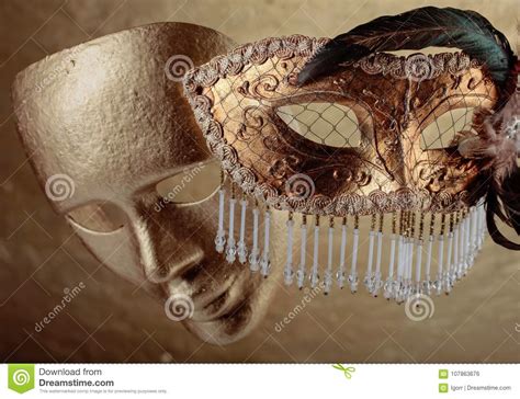 Two Golden Carnival Masks Stock Photo Image Of Beautiful Carnival
