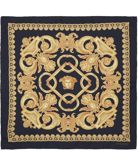 Versace Black Classic Baroque Print Silk Scarf Scarves