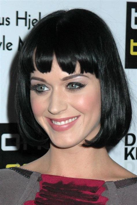 katy perry straight black bob choppy bangs hairstyle steal her style katy perry katy