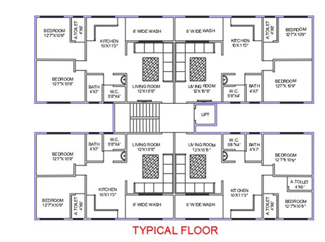 2bhk Apartment Floor Plan Technical Civil