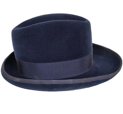 Vintage Pierre Cardin Mens Fedora Hat By Flechet 1960s Blue Fur Felt Size S