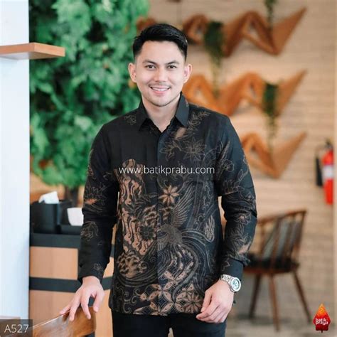 Jual Seling Hitam Kemeja Batik Pria Modern Premium Lengan Panjang