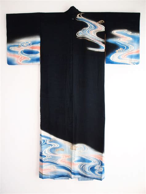 Waves long kimono Homoungi kimono silk gown robe kimono | Etsy | Long kimono, Silk gown, Kimono ...