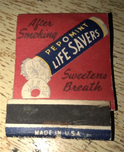 1940s 50s Pepomint Life Savers The Candy With The Hole Matchbook 13 Full 829 Picclick