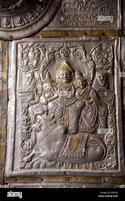 Carving Shiva Parvati Ganesh On Door Bhimakali Temple Sarahan