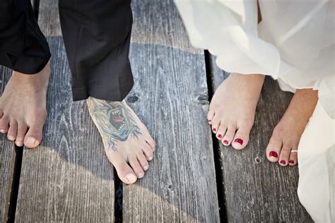 Tattood Groom Barefoot Bride